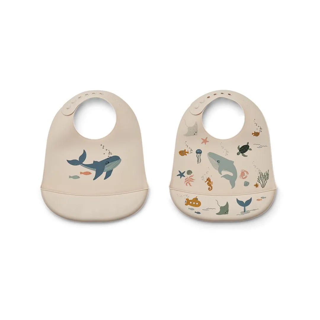 Liewood Tilda Printed Bib - 2 Pack - Sea Creature - Sandy