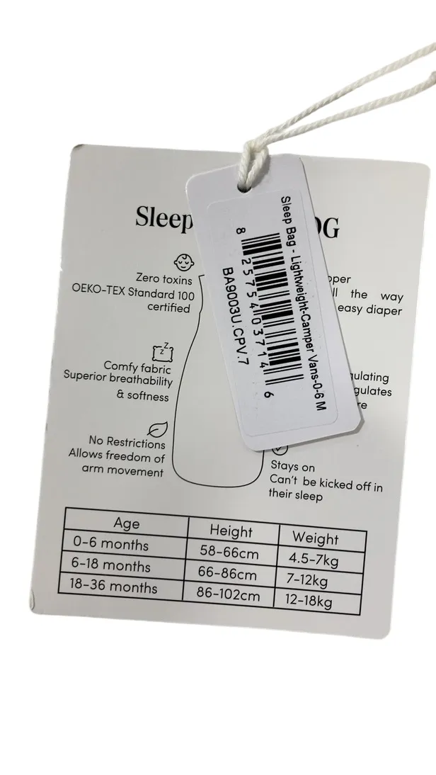 LouLou Lollipop Lightweight Muslin Sleep Bag, 0-6 Months, 0.5 TOG, Camper Vans