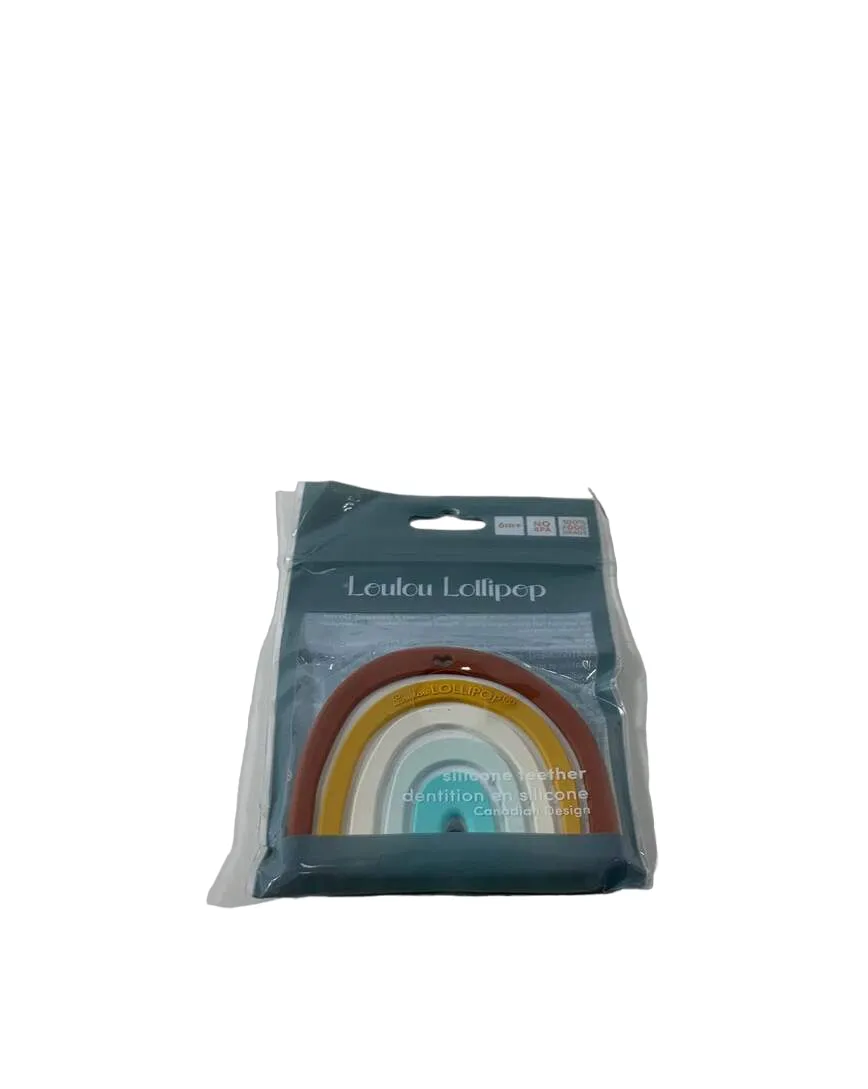 LouLou Lollipop Silicone Teether, Neutral Rainbow