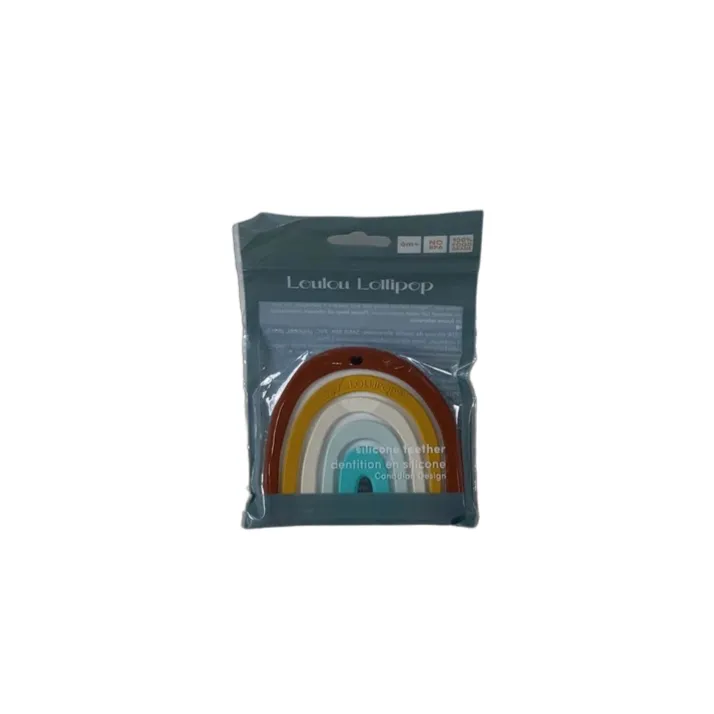 LouLou Lollipop Silicone Teether, Neutral Rainbow