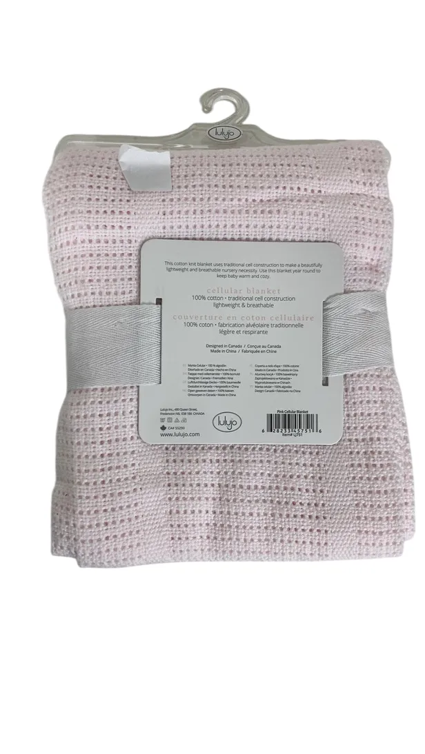 Lulujo Cellular Baby Blanket, Pink