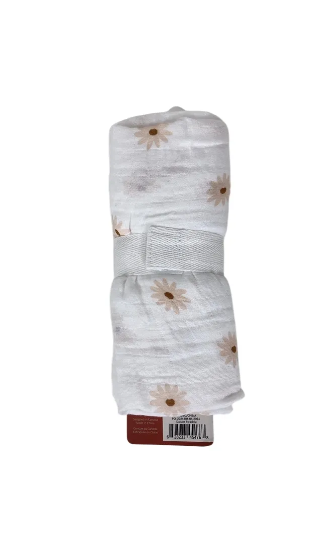 Lulujo Muslin Swaddle Blanket, Daisy