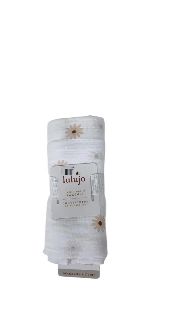 Lulujo Muslin Swaddle Blanket, Daisy