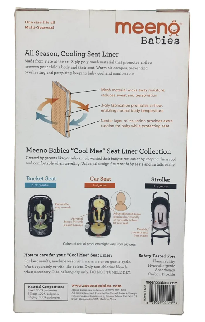 Meeno Babies Cool Mee Car Seat Liner, Black