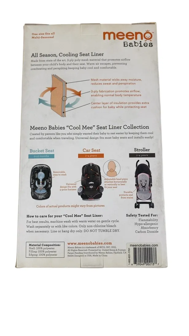 Meeno Babies Cool Mee Car Seat Liner, Black