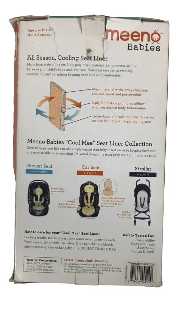 Meeno Babies Cool Mee Car Seat Liner, Gold