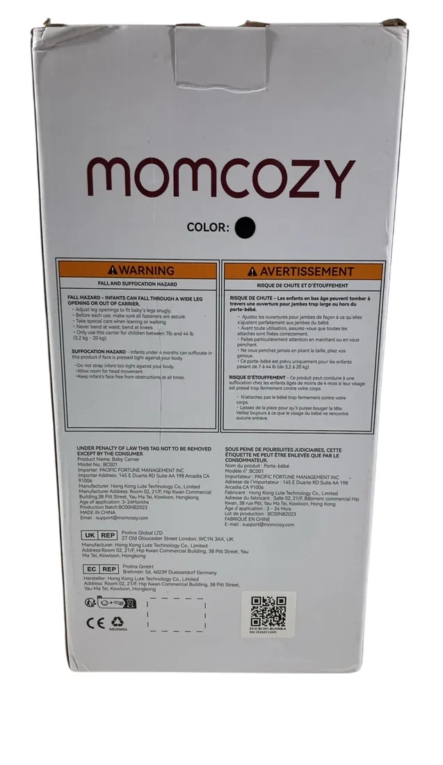 Momcozy Ergonomic Lightweight Baby Carrier, Black