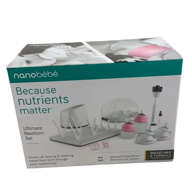 Nanobébé Ultimate Newborn Baby Bottle Feeding Set, Pink