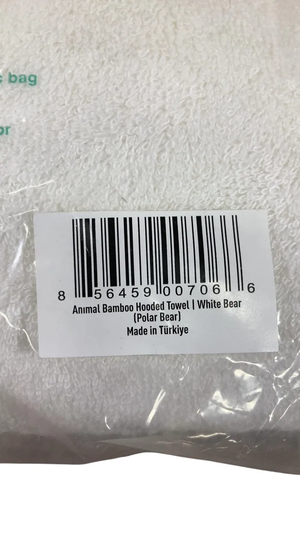 Natemia Animal Hooded Towel, White Bear