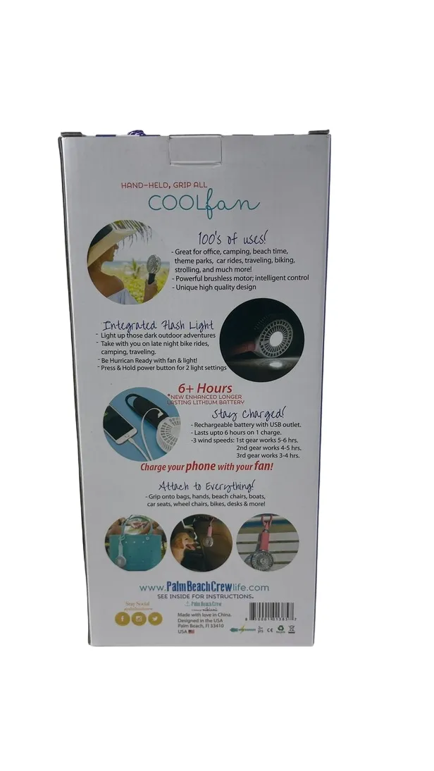 Nikiani Palm Beach Crew 3-Speed USB Cool Fan, Navy & White