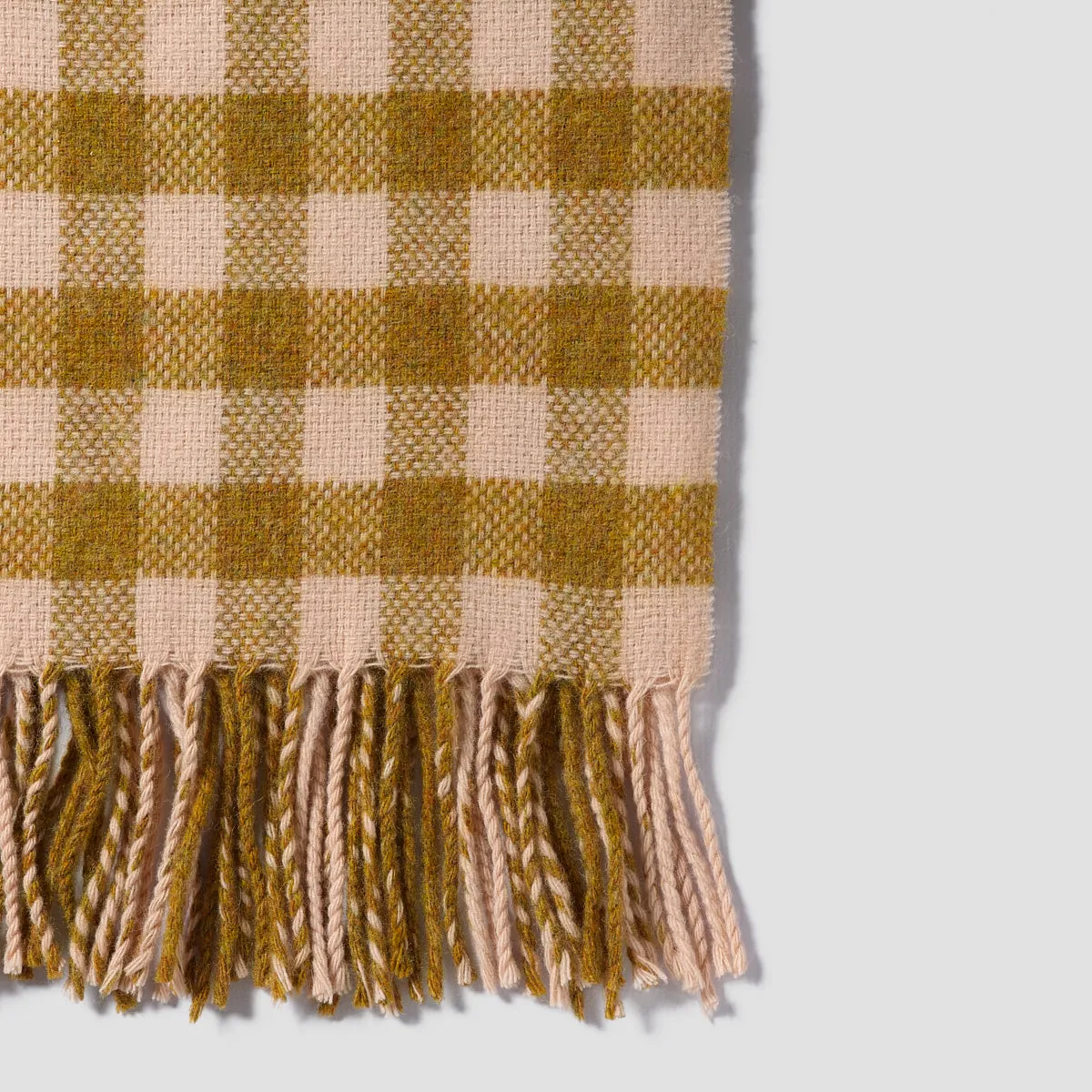 Ochre Gingham Wool Blanket Piglet In Bed