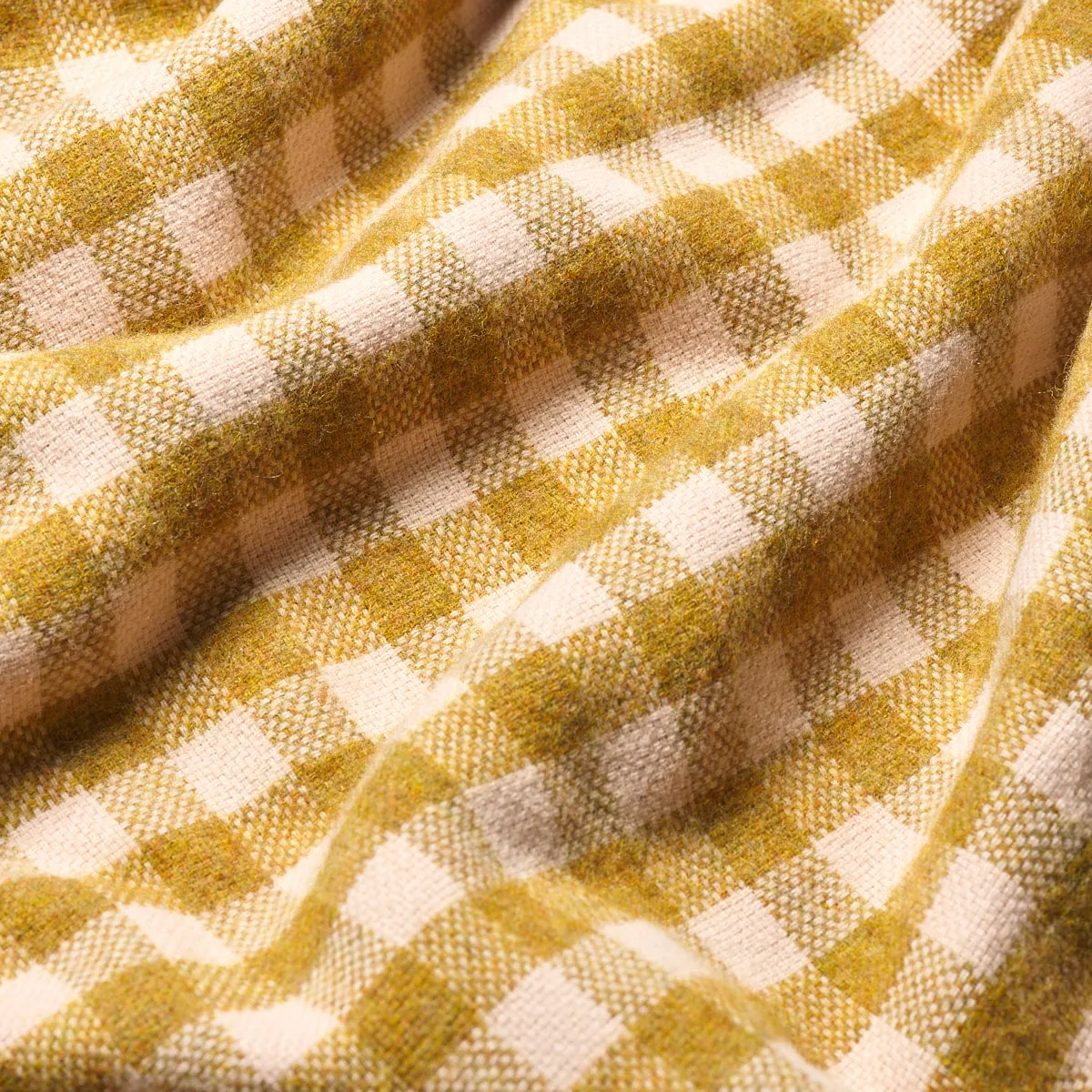 Ochre Gingham Wool Blanket Piglet In Bed