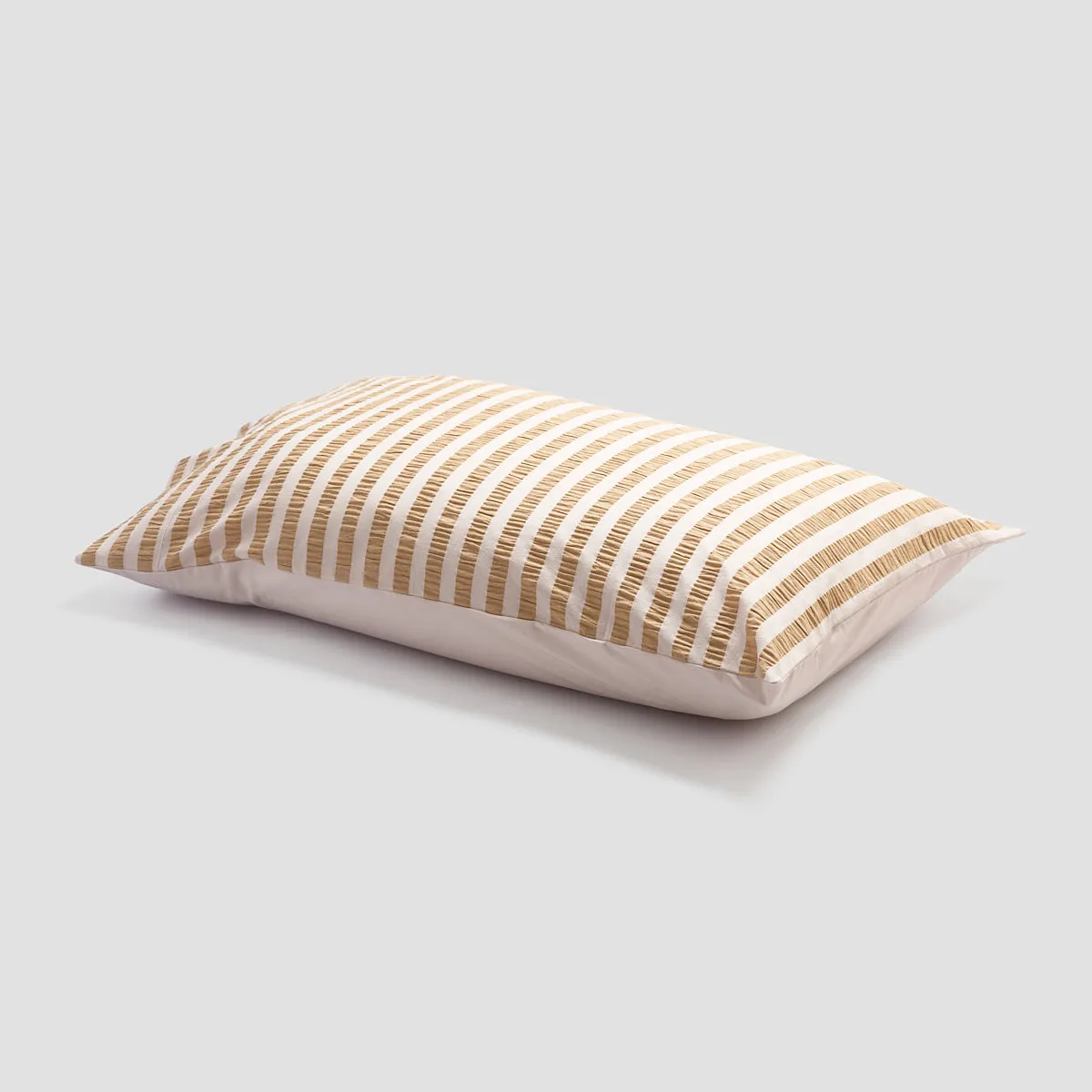 Ochre Seersucker Stripe Cotton Pillowcases (Pair) Piglet In Bed