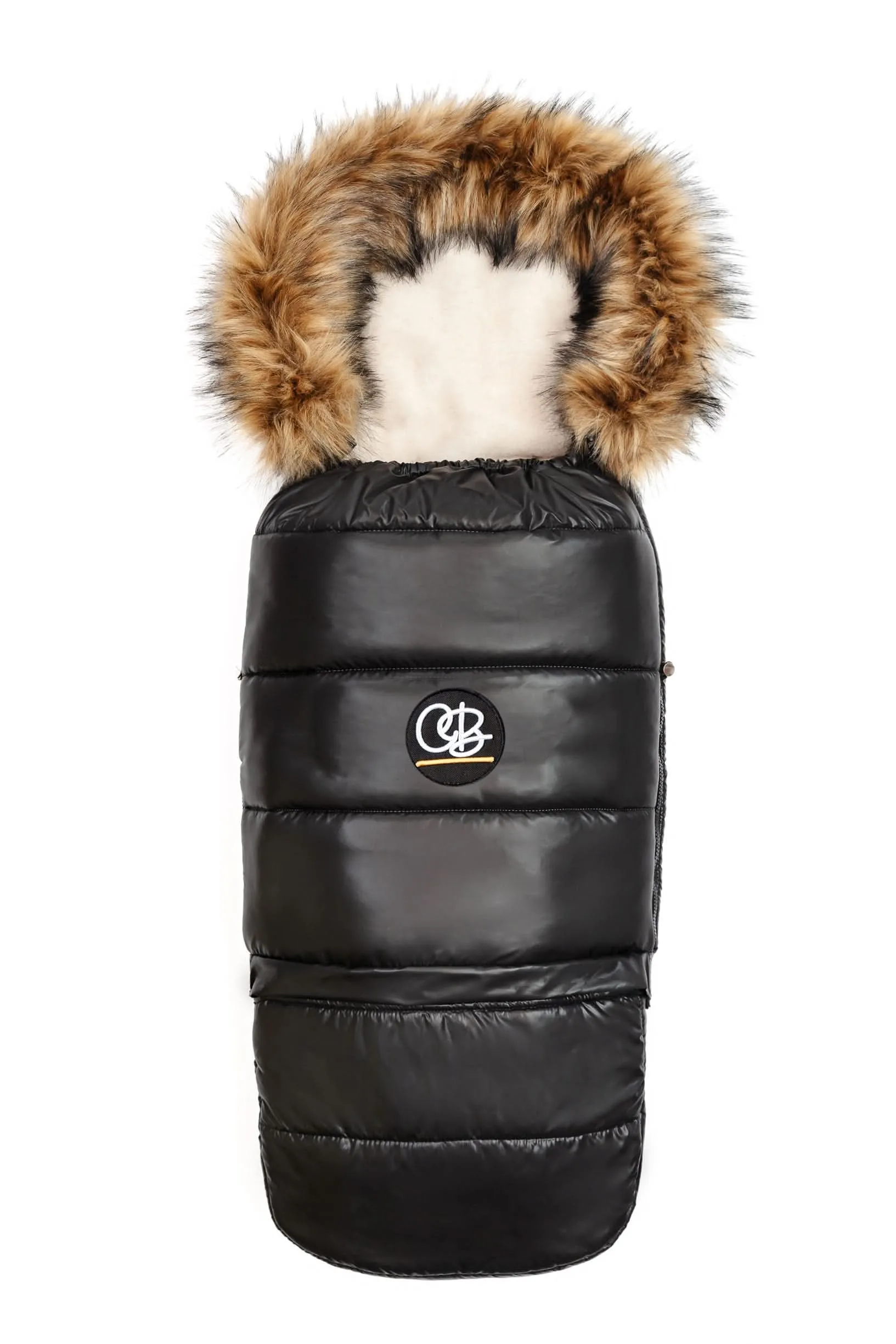 Organic Premium Beige Wool Adjustable Footmuff, Pastel Black
