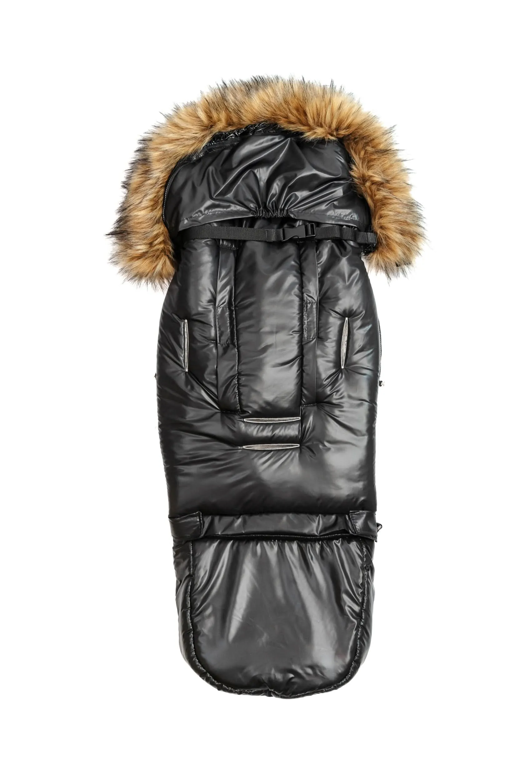 Organic Premium Beige Wool Adjustable Footmuff, Pastel Black
