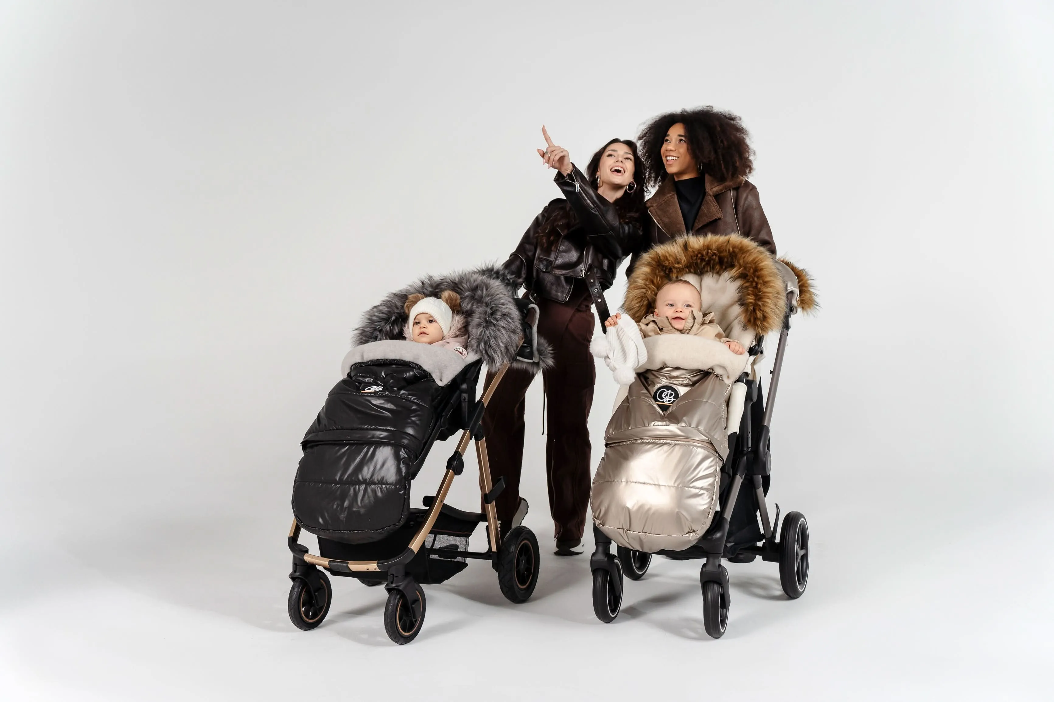 Organic Premium Beige Wool Adjustable Footmuff, Pastel Black