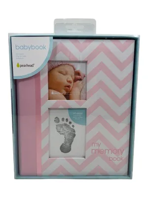 Pearhead Chevron Baby Memory Book, Pink