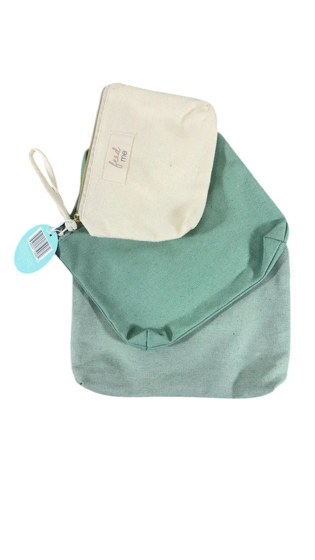 Pearhead Mom And Baby Pouch Set, 3 Pack, Green And Cream