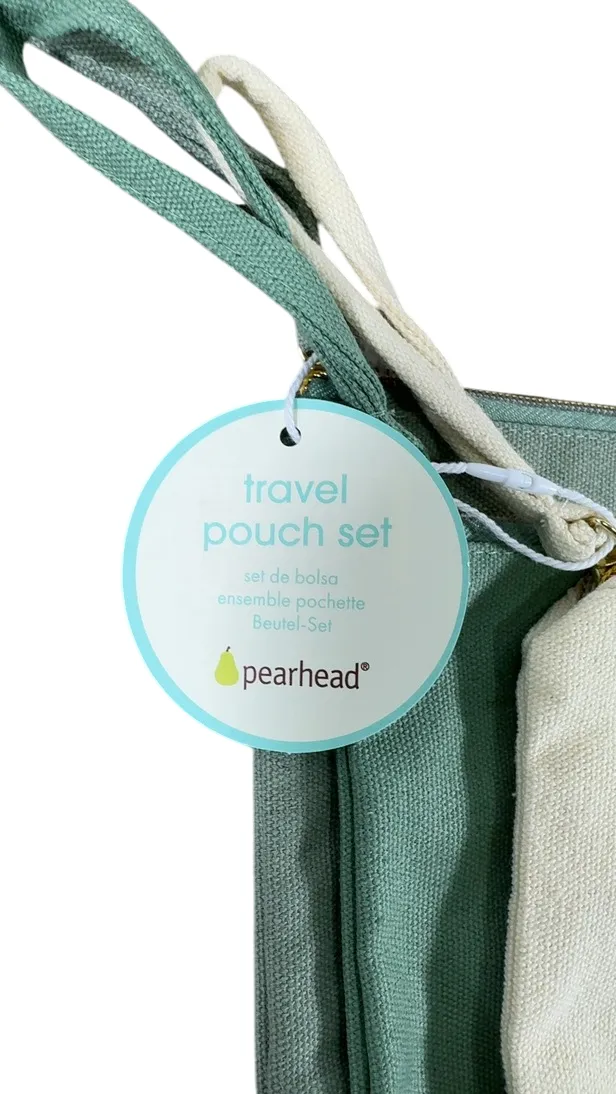 Pearhead Mom And Baby Pouch Set, 3 Pack, Green And Cream
