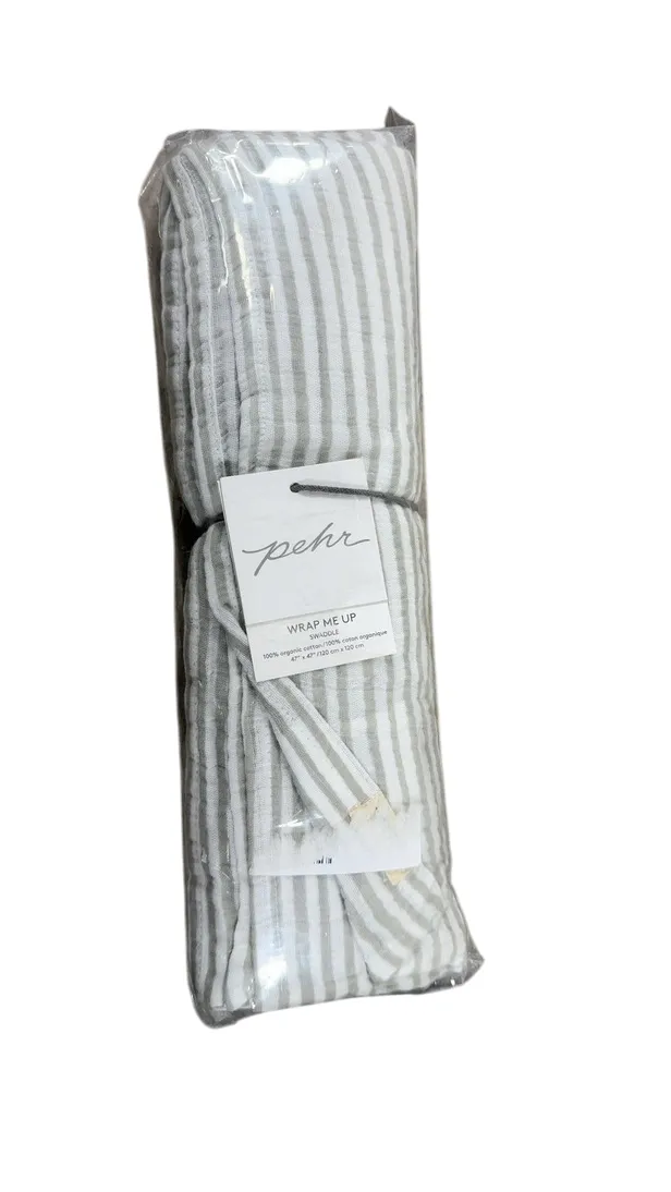 Pehr Wrap Me Up Organic Cotton Muslin Swaddle, Grey Stripe