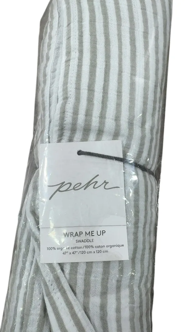 Pehr Wrap Me Up Organic Cotton Muslin Swaddle, Grey Stripe