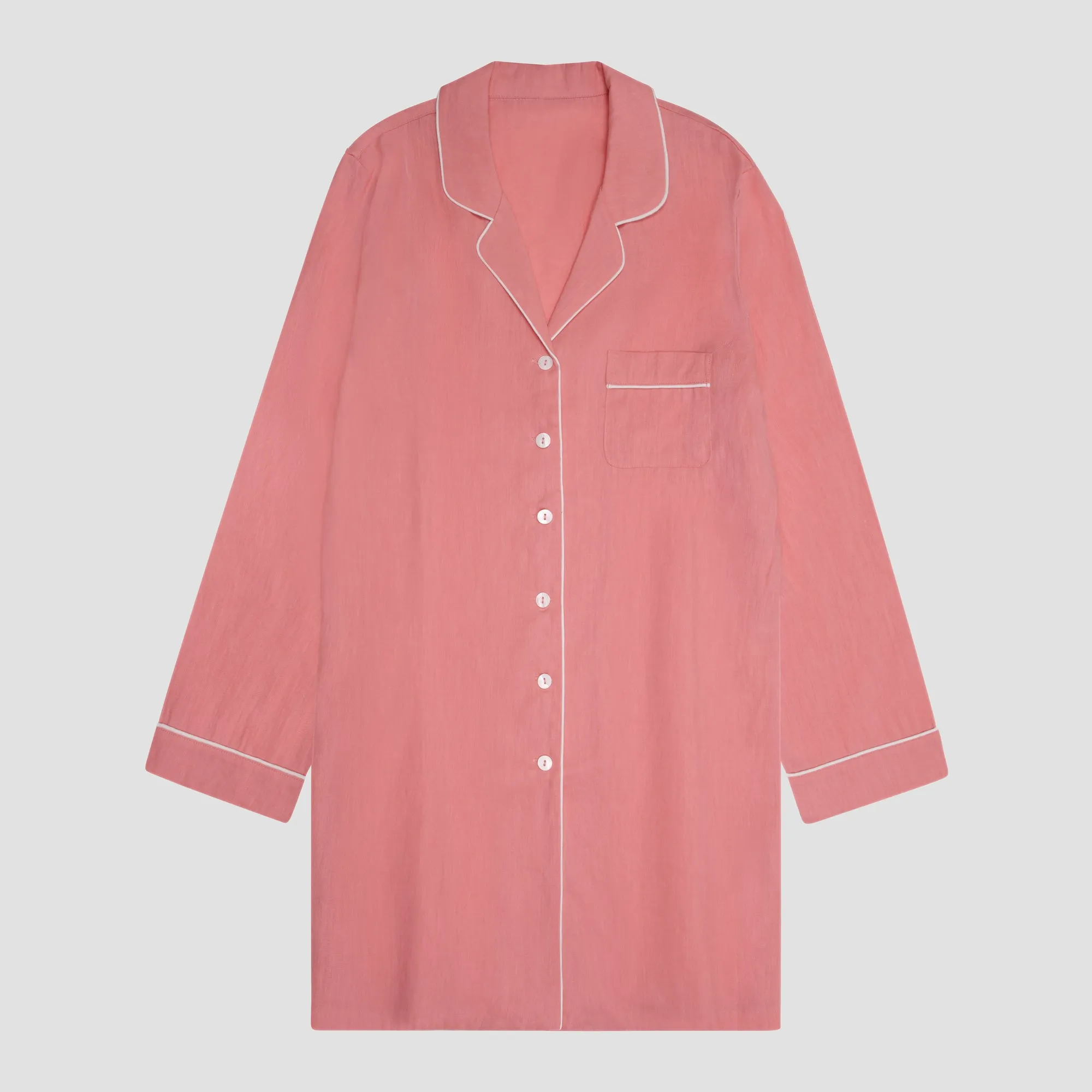 Pink Bloom Linen Night Shirt Piglet In Bed