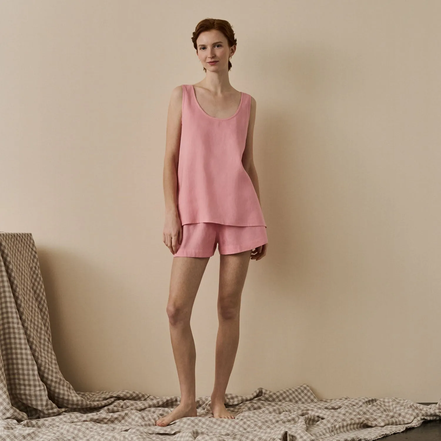 Pink Bloom Linen Tencel Cami Set Piglet In Bed