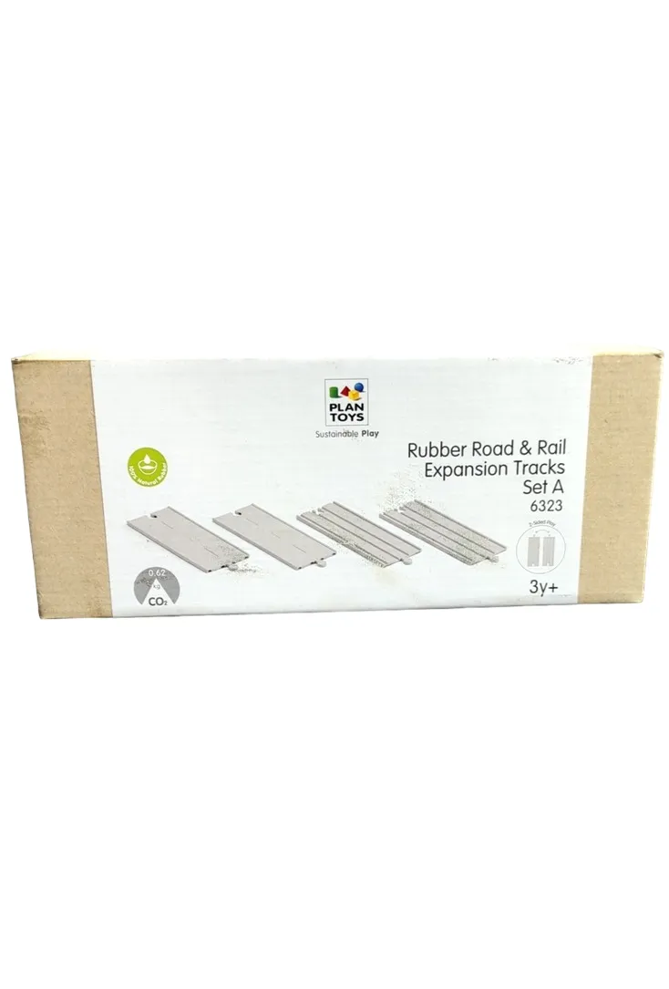 Plan Toys Rubber Road & Rail Expansion Tracks, Set A