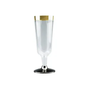Plastic Champagne Glass w/ Gold, 150ml, 6pk