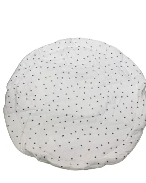Poppyseed Play Extra Padded Round Play Mat, Black Squiggle Dot