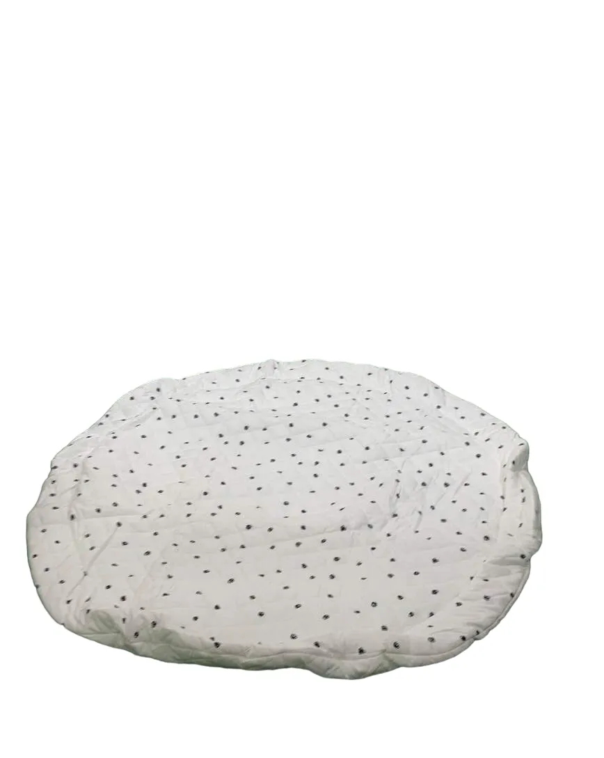 Poppyseed Play Extra Padded Round Play Mat, Black Squiggle Dot