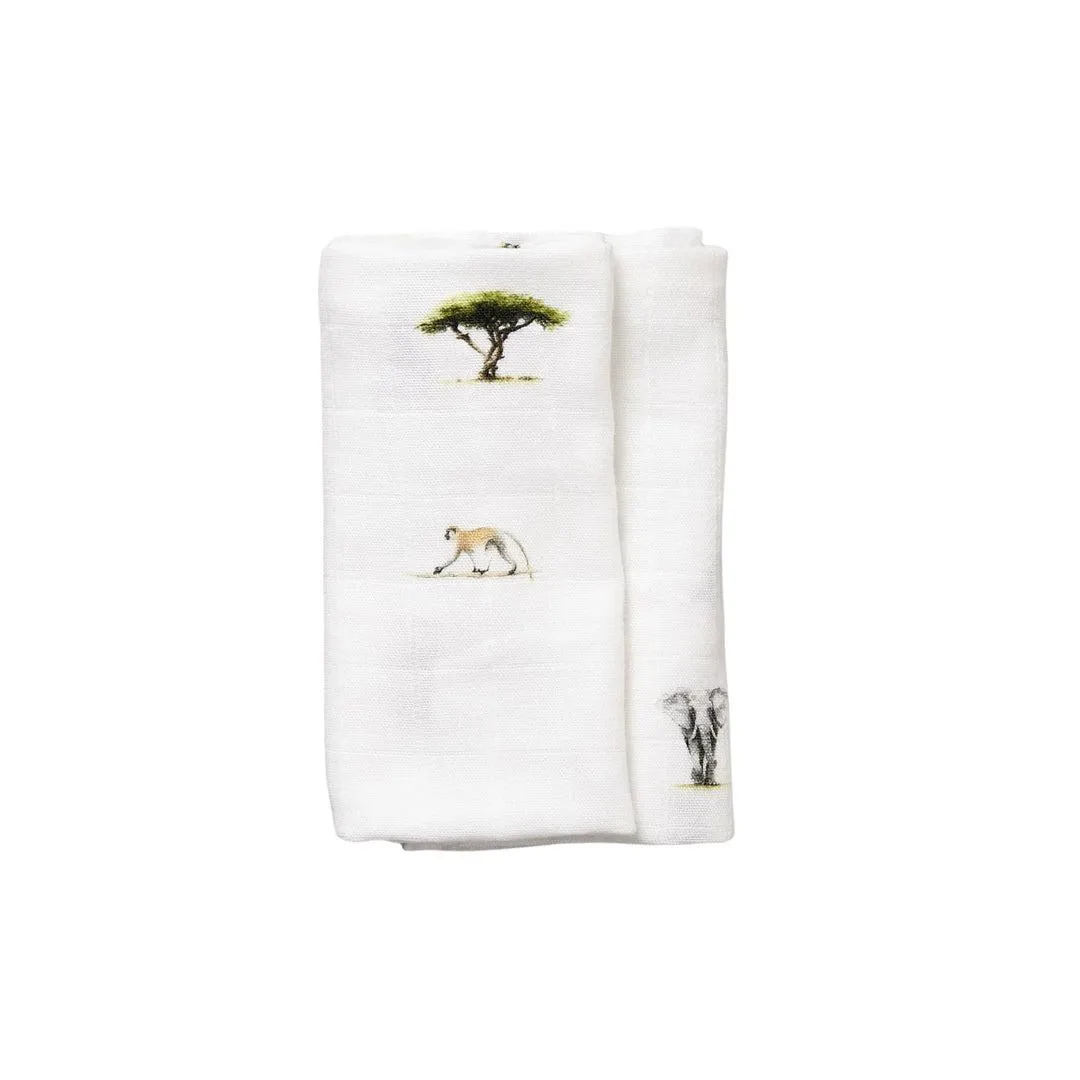 Rosa & Blue Muslin Squares - Safari - 3 Pack