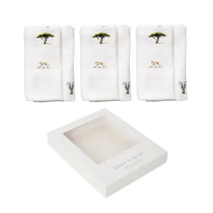 Rosa & Blue Muslin Squares - Safari - 3 Pack