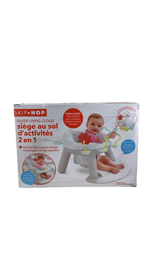 Skip Hop 2-in-1 Sit-up Activity Baby Chair, Silver Lining Cloud