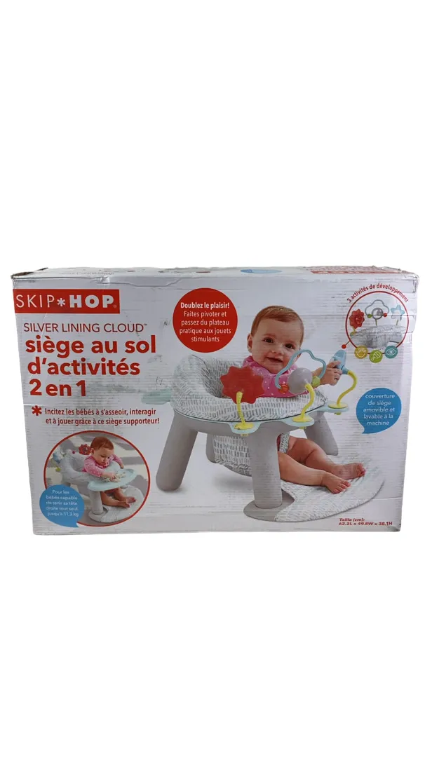 Skip Hop 2-in-1 Sit-up Activity Baby Chair, Silver Lining Cloud