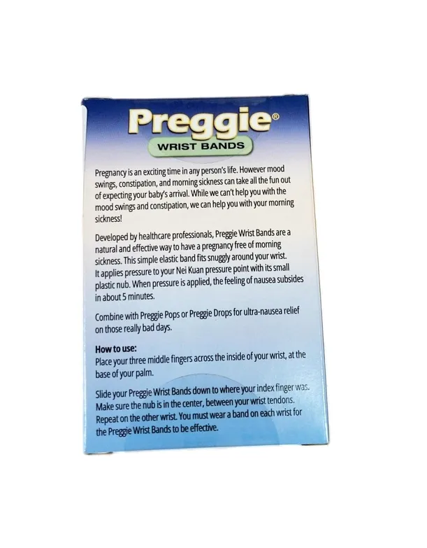 Three Lollies Preggie Anti-Nausea Wristbands, White