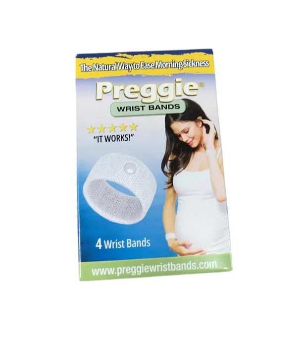 Three Lollies Preggie Anti-Nausea Wristbands, White