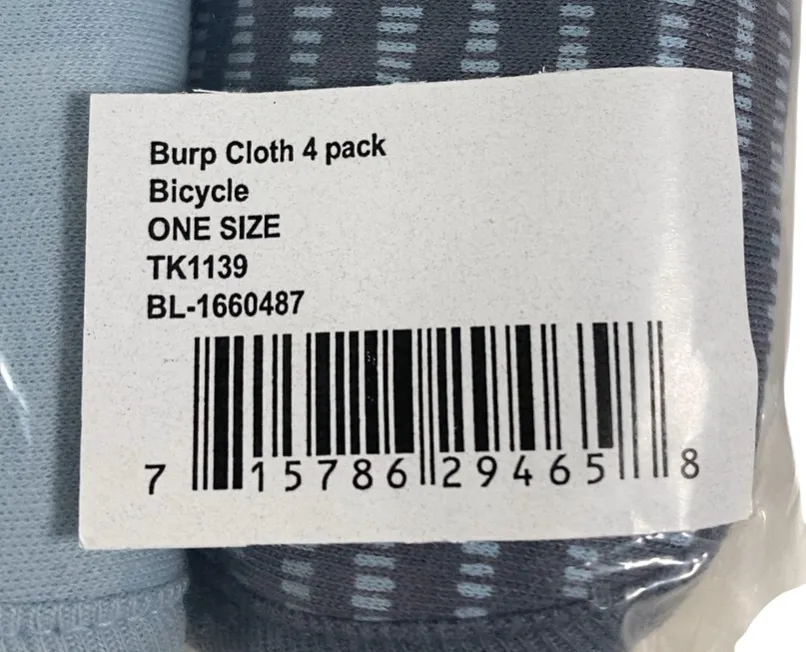 Tiny Kind Burp Cloth 4 Pack, Bicycle