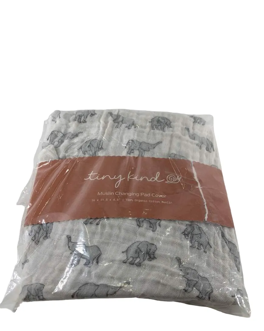 Tiny Kind Muslin Changing Pad Cover, Simple Elephant