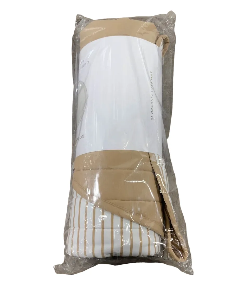 Toddlekind Luxe Organic Cotton Reversible Striped Playmat, Sandstone Stripes (Beige)