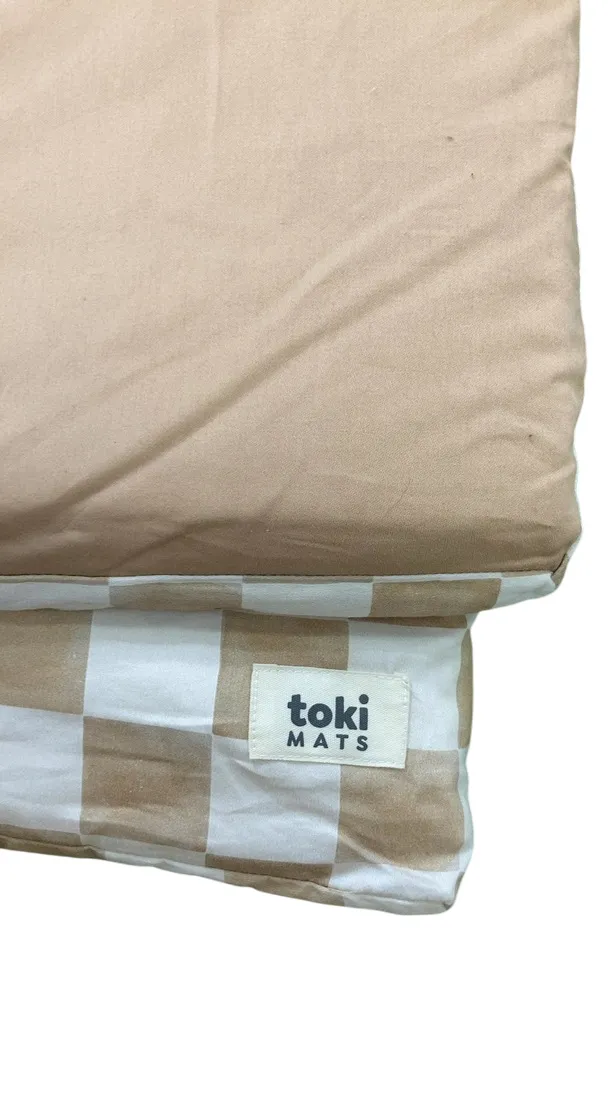 Toki Kids Epic Padded Play Mat 60" x 84", Checker Toffee
