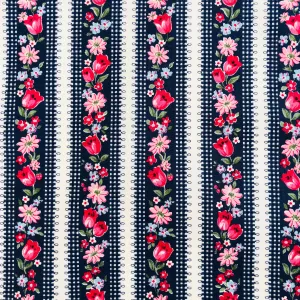 Tulip Stripe - Navy - Atsuko Matsuyama - 30's Collection - Yuwa’s