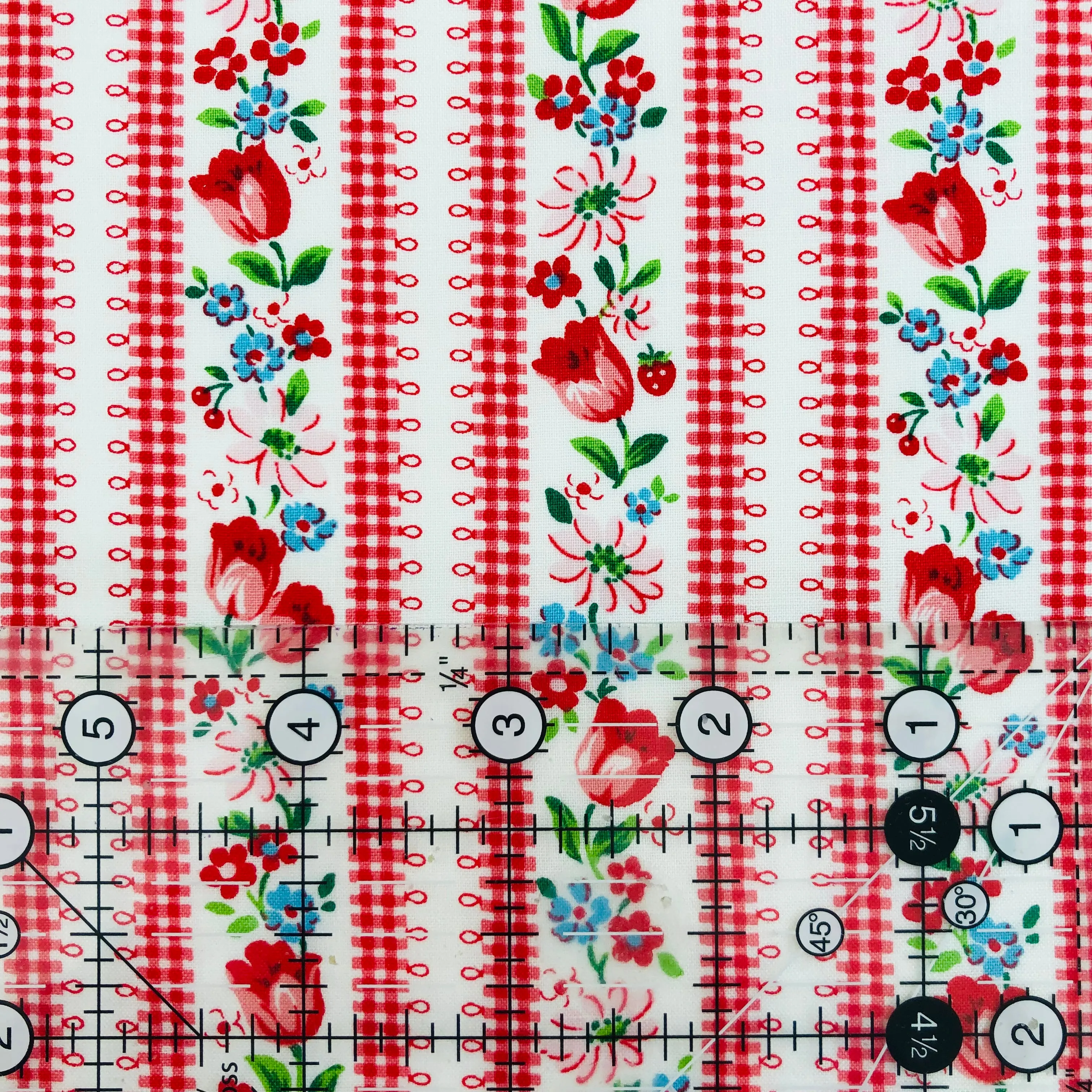 Tulip Stripe - White/Red - Atsuko Matsuyama - 30's Collection - Yuwa
