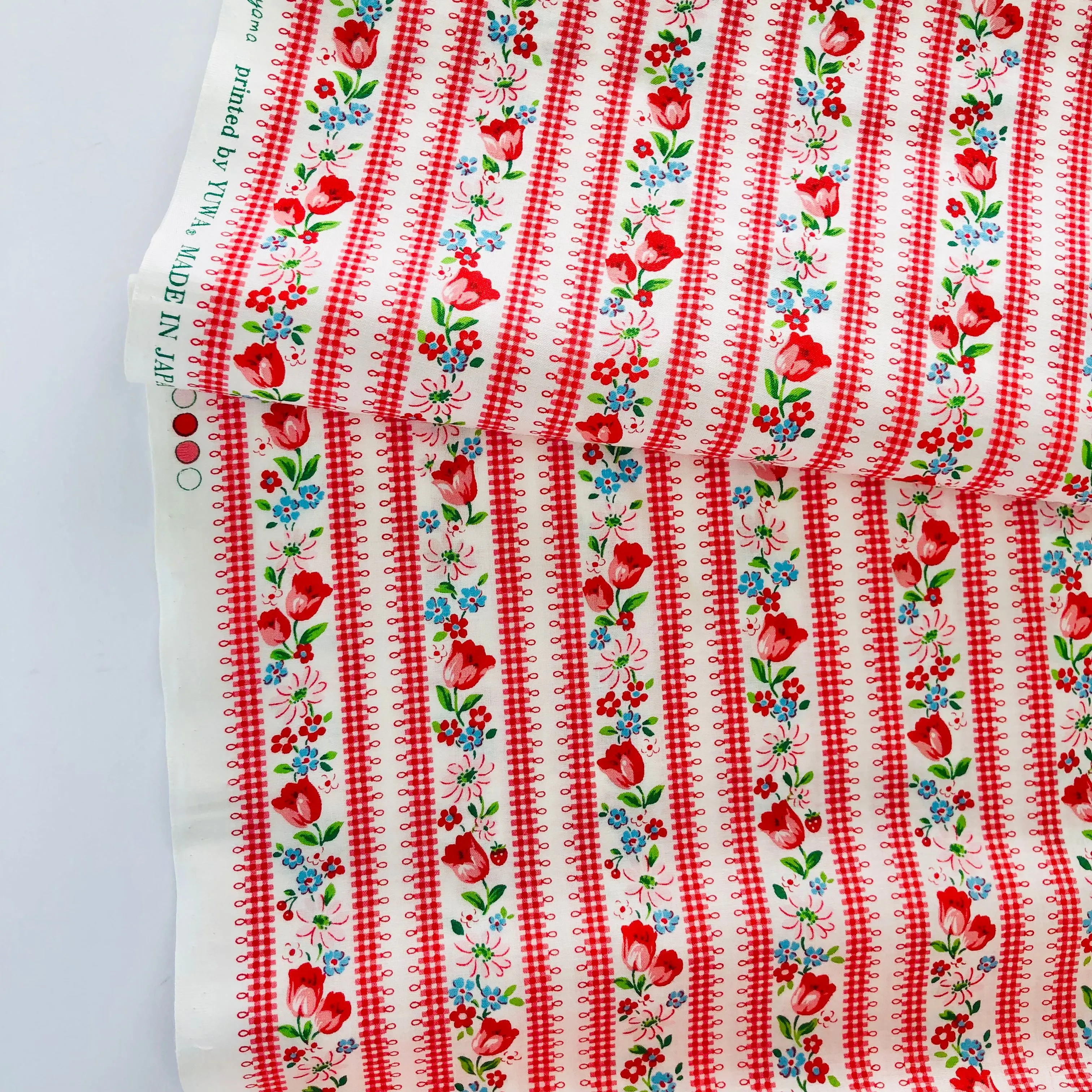 Tulip Stripe - White/Red - Atsuko Matsuyama - 30's Collection - Yuwa