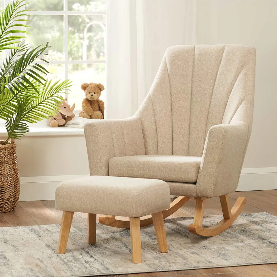 Tutti Bambini Jonah Rocking Chair   Foot Stool - Stone