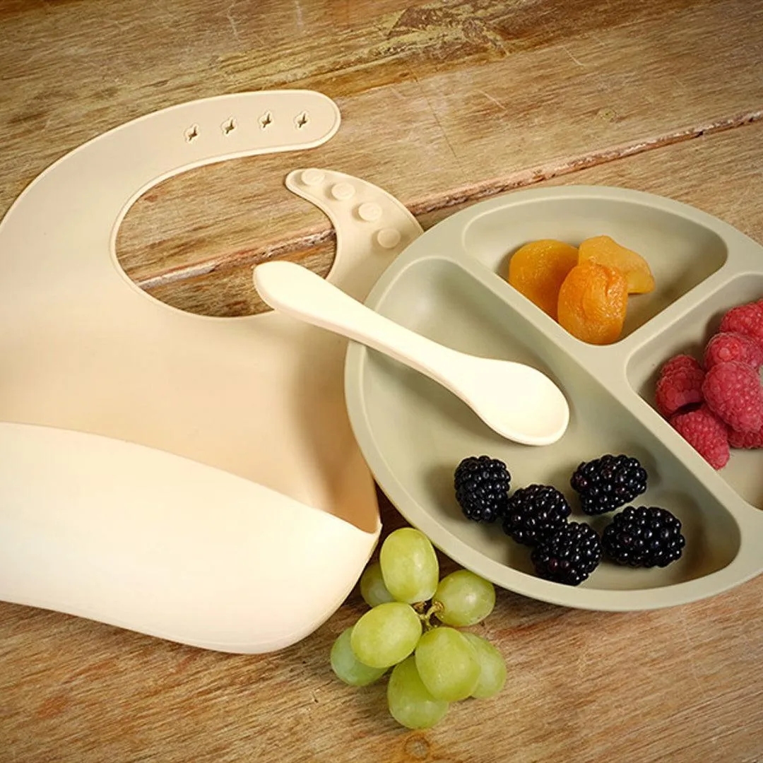 UPPABaby Mealtime Plate, Spoon   Bib Set - Willow/Sand