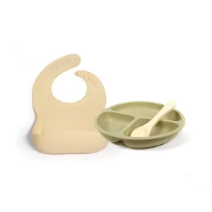 UPPABaby Mealtime Plate, Spoon   Bib Set - Willow/Sand