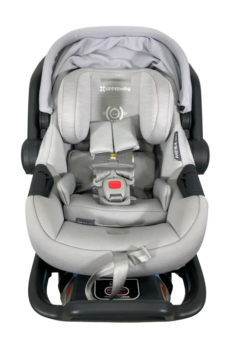 UPPAbaby MESA MAX Infant Car Seat and Base, 2023, DualTech Anthony White and Grey Chenille