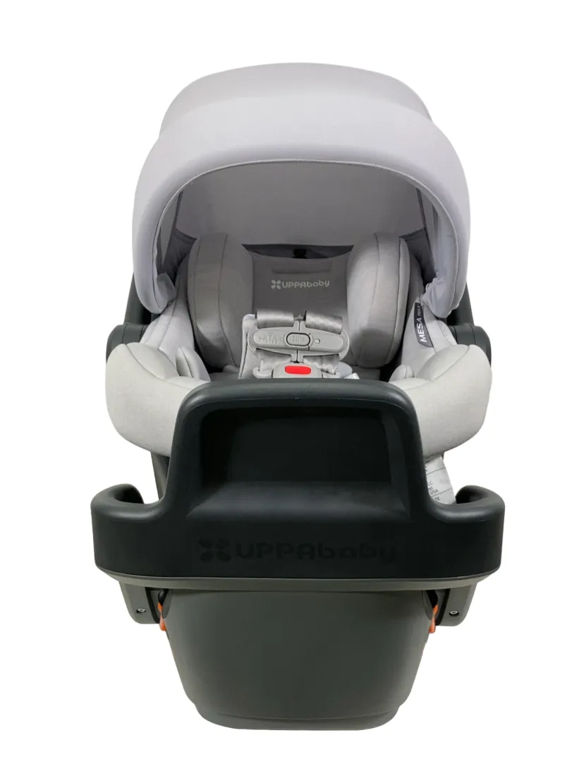 UPPAbaby MESA MAX Infant Car Seat and Base, 2023, DualTech Anthony White and Grey Chenille