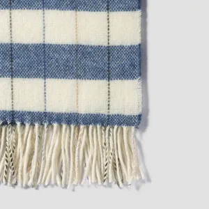 Warm Blue Checked Stripe Wool Blanket Piglet In Bed